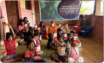 Children holding fruit juice